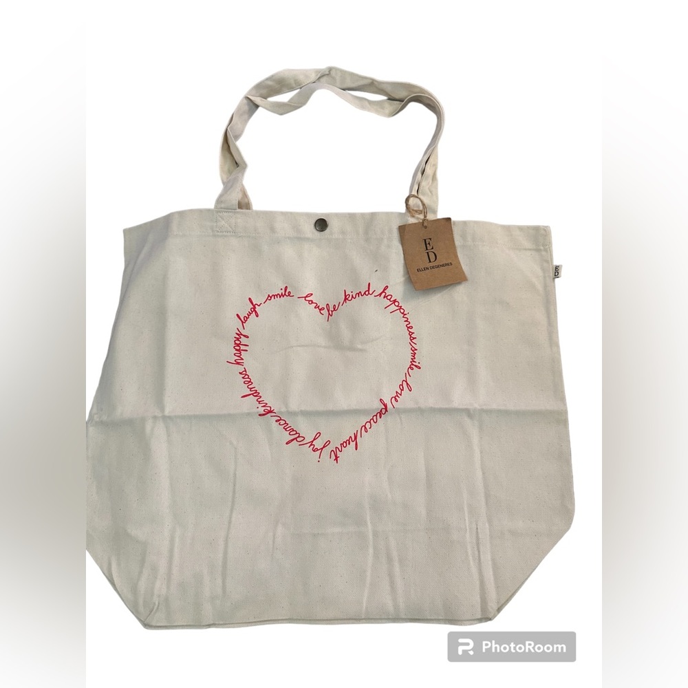 Ellen Degeneres Canvas Tote Bag with Heart Design
